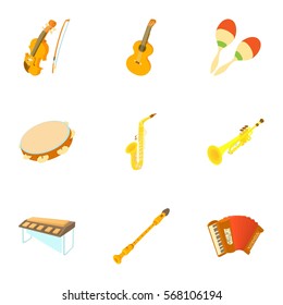 Tools for music icons set. Cartoon illustration of 9 tools for music vector icons for web
