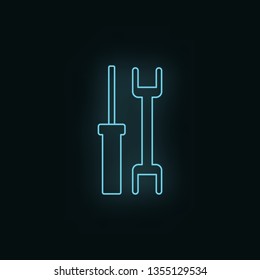 Tools, neon, icon. Web Development Vector Icon. Element of simple symbol for websites, web design, mobile app, infographics. Line symbol for website design