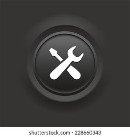 Tools on Black Bevel Round Button