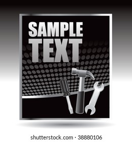 tools on black halftone advertisement