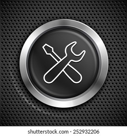 Tools on Black Round Buttons