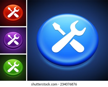 Tools on Blue Round Button