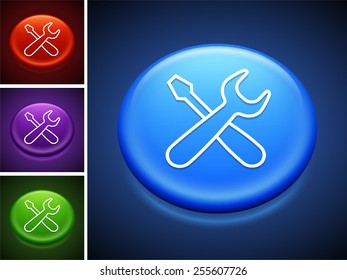 Tools on Blue Round Buttons