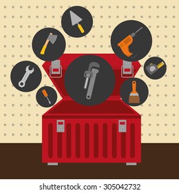 Tools on box design,  vector illustration