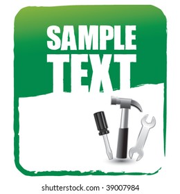 tools on green banner template