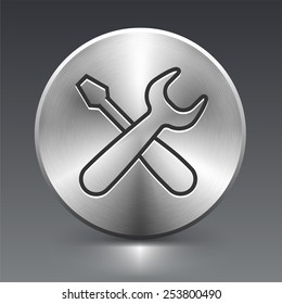 Tools on Silver Round Buttons