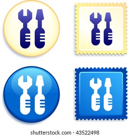 Tools on Stamp and Button Original Vector Illustration Buttons Collection