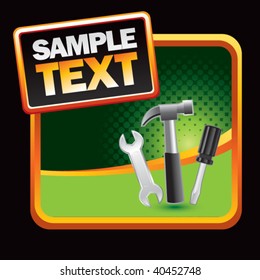 tools on stylized banner