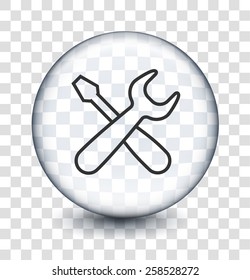Tools on Transparent Round Buttons