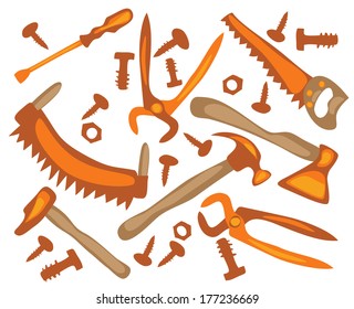 tools on a white background. EPS 10. No transparency. No gradients.