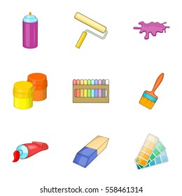 Tools for painting icons set. Cartoon illustration of 9 tools for painting vector icons for web