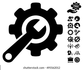 Tools pictograph with bonus tools pictograph collection. Vector illustration style is flat iconic symbols, black color, white background.
