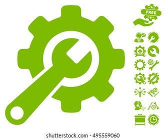 Tools pictograph with bonus tools pictures. Vector illustration style is flat iconic symbols, eco green color, white background.