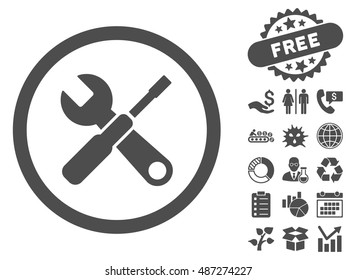 Tools pictograph with free bonus pictures. Vector illustration style is flat iconic symbols, gray color, white background.