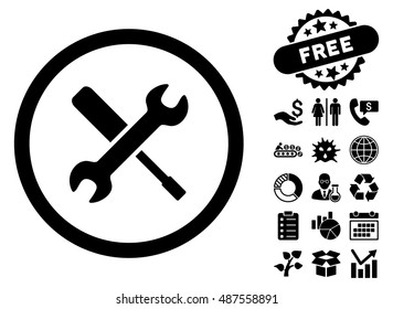 Tools pictograph with free bonus pictures. Vector illustration style is flat iconic symbols, black color, white background.
