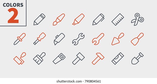 Tools Pixel Perfect Well-crafted Vector Thin Line Icons 48x48 Ready for 24x24 Grid for Web Graphics and Apps with Editable Stroke. Simple Minimal Pictogram Part 1