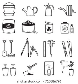 The tools of plants. Line icon vectors. Illustration concept design for agriculture, cultivation. 