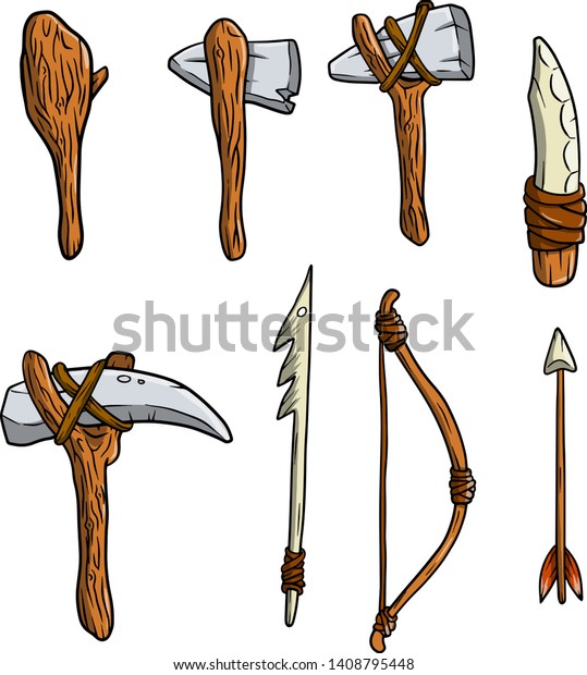 Tools Primitive Caveman Neanderthal Wooden Club Stock Vector (Royalty ...