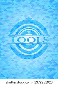 Tools realistic sky blue mosaic emblem