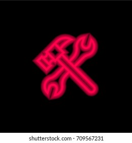 Tools red glowing neon ui ux icon. Glowing sign logo vector