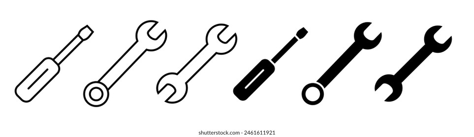 Herramientas Relacionadas Iconos de Línea de Vector Iconos de línea fina Configuraciones.