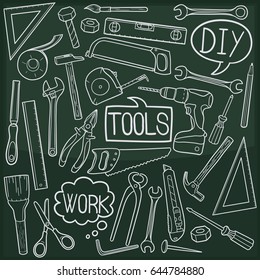 Tools Repair Doodle Icon Chalkboard Sketch