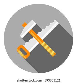 
Tools for repair. Saw and hammer, flat style, vector illustration