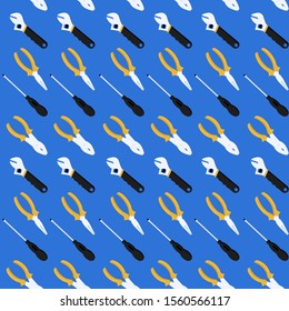 Tools for repair seamless. Engineering tools vector pattern. 