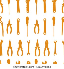 Tools for repair seamless. Mechanical tools vector pattern.