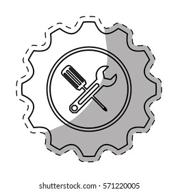 tools repair service emblem image sticker vector illustration design 