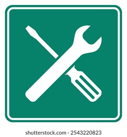 Werkzeuge und Straßenschild auf Weiß