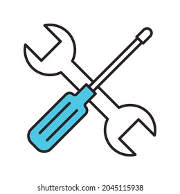 tools screwdiver and wrench icon isolated