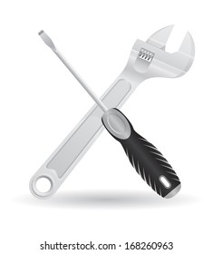 tools screwdriver and screw wrench icons vector illustration isolated on white background