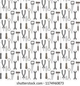 Tools seamless vector pattern in flat lay style.