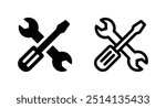 Tools and Service icon. Screwdriver and wrench icon. Settings and repair, service sign vector