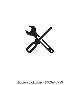 Tools service icon vector. Repair icon. Maintenance symbol. Setting icon. Wrench and screwdriver icon. Flat design style on white background. Vector logo illustration.