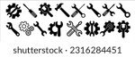 Tools and Service icons set. Wrench, screwdriver and gear icon. Settings and repair, service sign