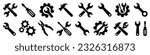 Tools and Service icons set. Wrench, screwdriver and gear icon. Screwdriver and wrench glyph icon. Settings and repair, service sign - stock vector.