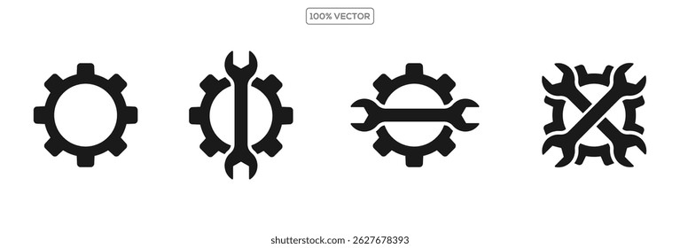 Tools and Service icons set. Wrench, screwdriver and gear icon. Screwdriver and wrench 