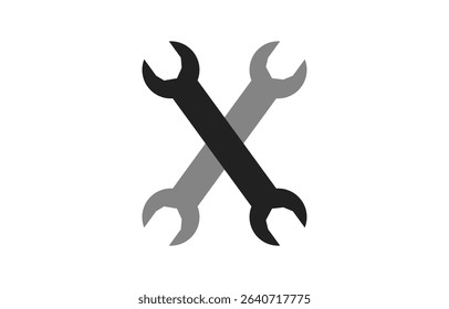Tools and Service icons set. Wrench, screwdriver and gear icon. Screwdriver and wrench glyph icon. Repair and service icon isolated on white background. vector Illustration.