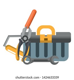 tools set collection workshop tool box wrenches plier icons cartoon vector illustration graphic design