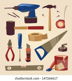 Tools set. Household series vector illustration.