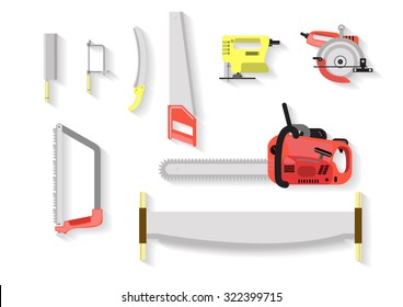 tools set . saw tools on white background