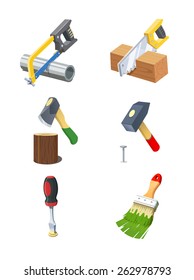 Tools. Set of vector icon. Eps10 vector illustration. Isolated on white background