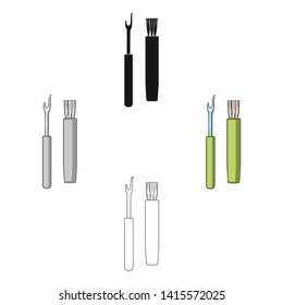 Tools for sewing.Sewing or tailoring tools kit single icon in cartoon,black style vector symbol stock illustration.
