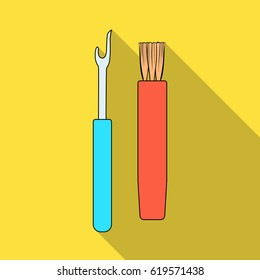 Tools for sewing.Sewing or tailoring tools kit single icon in flat style vector symbol stock illustration.
