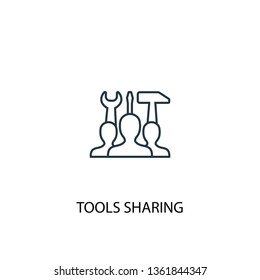 tools sharing concept line icon. Simple element illustration. tools sharing concept outline symbol design. Can be used for web and mobile UI/UX