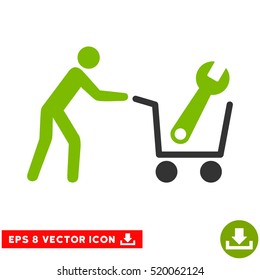 Tools Shopping EPS vector pictograph. Illustration style is flat iconic bicolor eco green and gray symbol on white background.