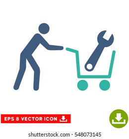 Tools Shopping EPS vector pictograph. Illustration style is flat iconic bicolor cobalt and cyan symbol on white background.