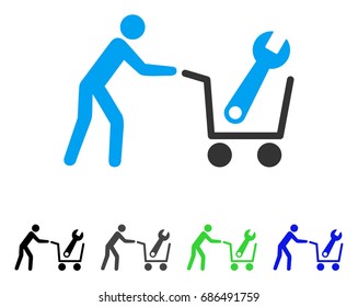 Tools Shopping flat vector illustration. Colored tools shopping gray, black, blue, green pictogram versions. Flat icon style for graphic design.